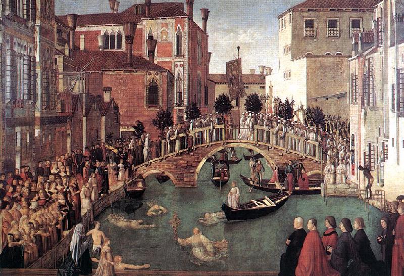 BELLINI, Gentile Miracle of the Cross at the Bridge of S. Lorenzo Sweden oil painting art